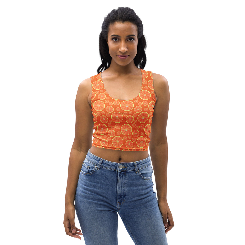 Women's Orange Citrus Buttery Soft Crop Top- Quick-Drying UPF 50+ Stretch Top