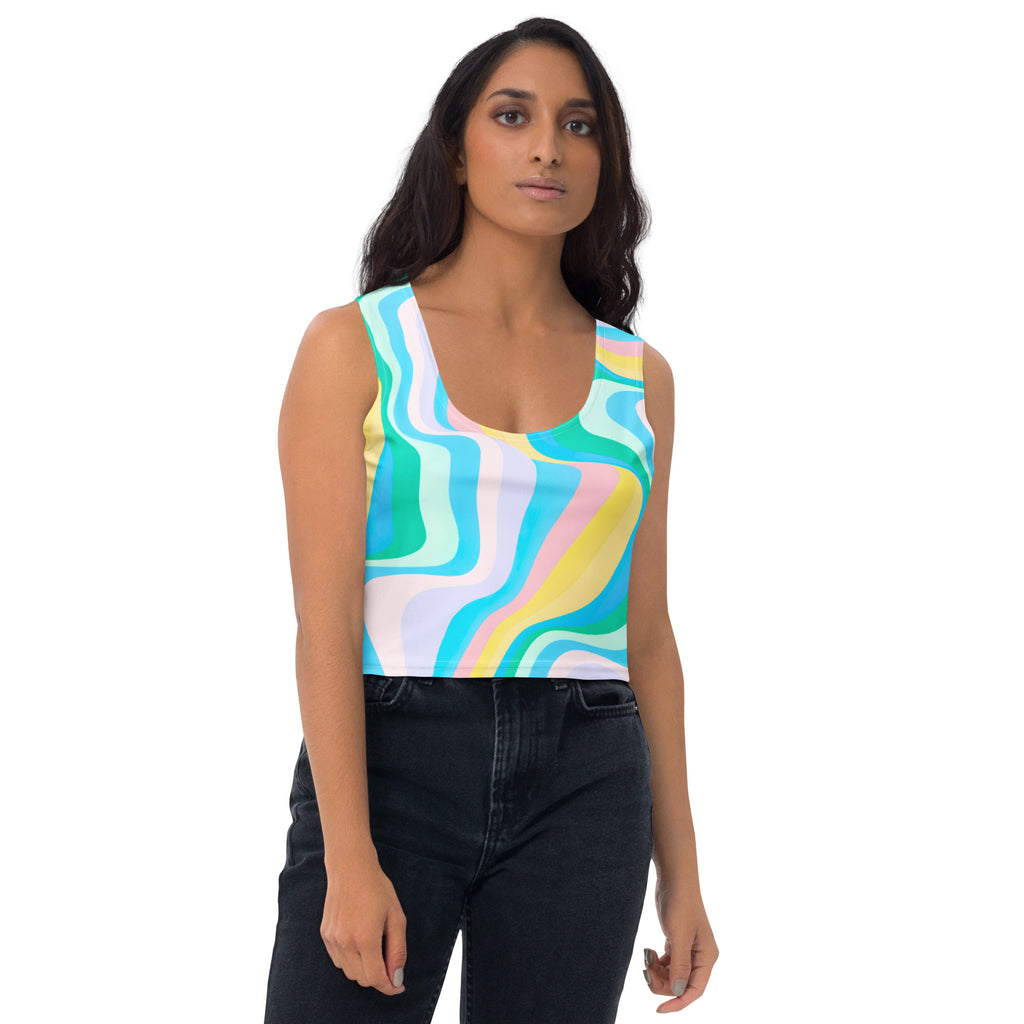 Women's Pastel Wave Buttery Soft Crop Top- Quick-Drying UPF 50+ Stretch Top