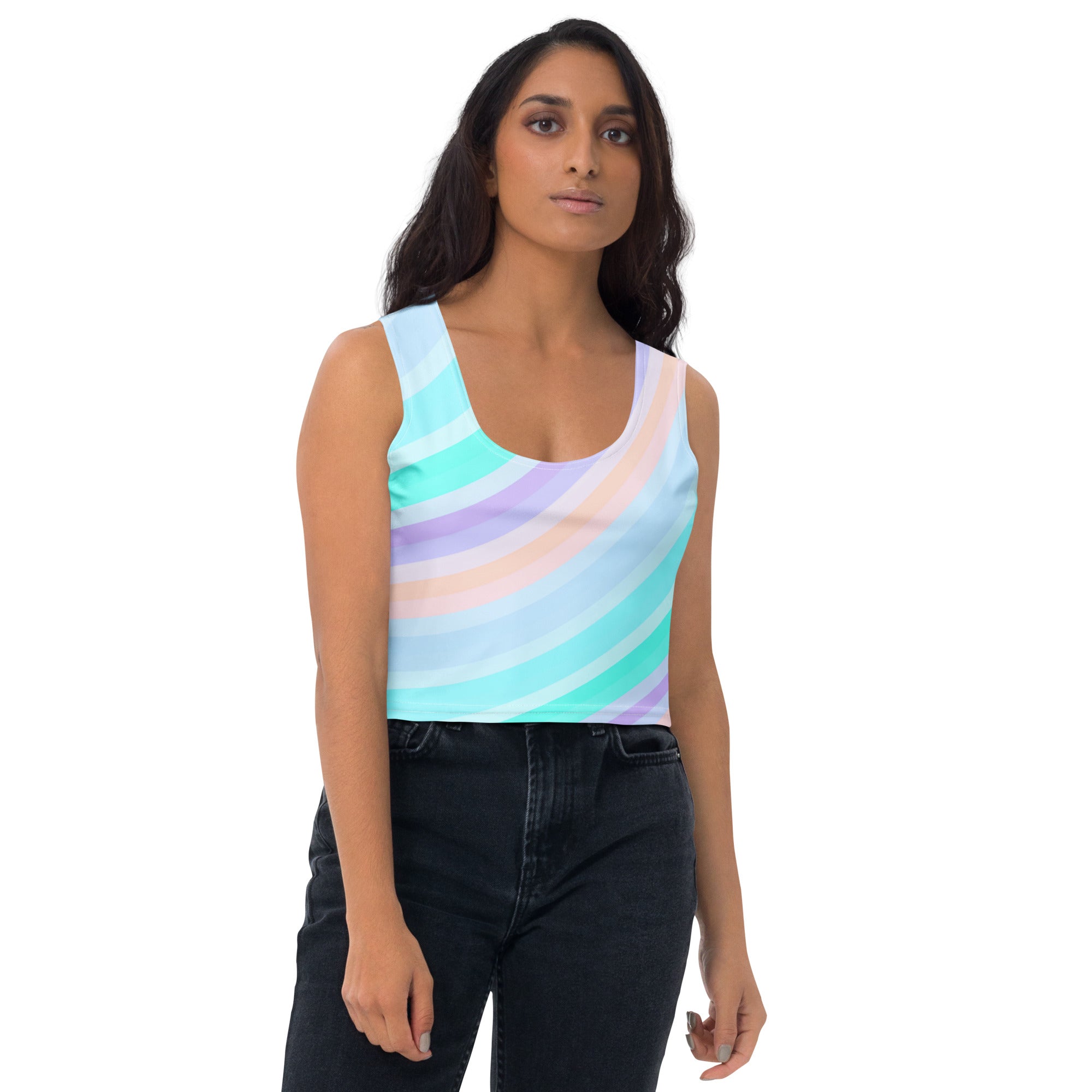 Women's Soft Pastel Stripe Buttery Soft Crop Top- Quick-Drying UPF 50+ Stretch Top