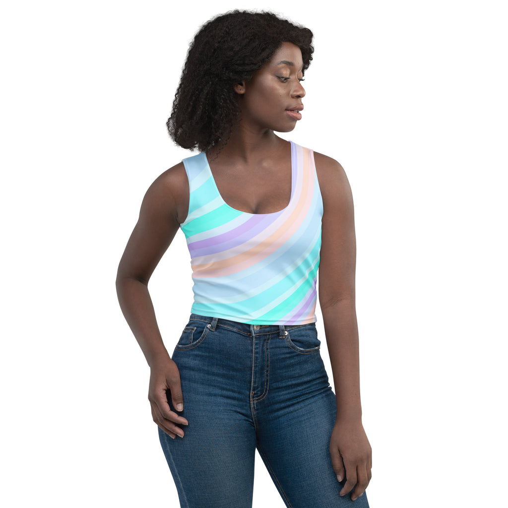 Women's Soft Pastel Stripe Buttery Soft Crop Top- Quick-Drying UPF 50+ Stretch Top