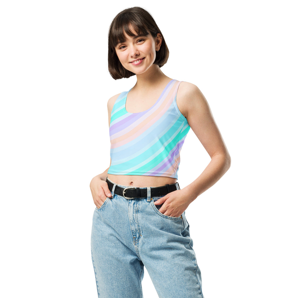 Women's Soft Pastel Stripe Buttery Soft Crop Top- Quick-Drying UPF 50+ Stretch Top