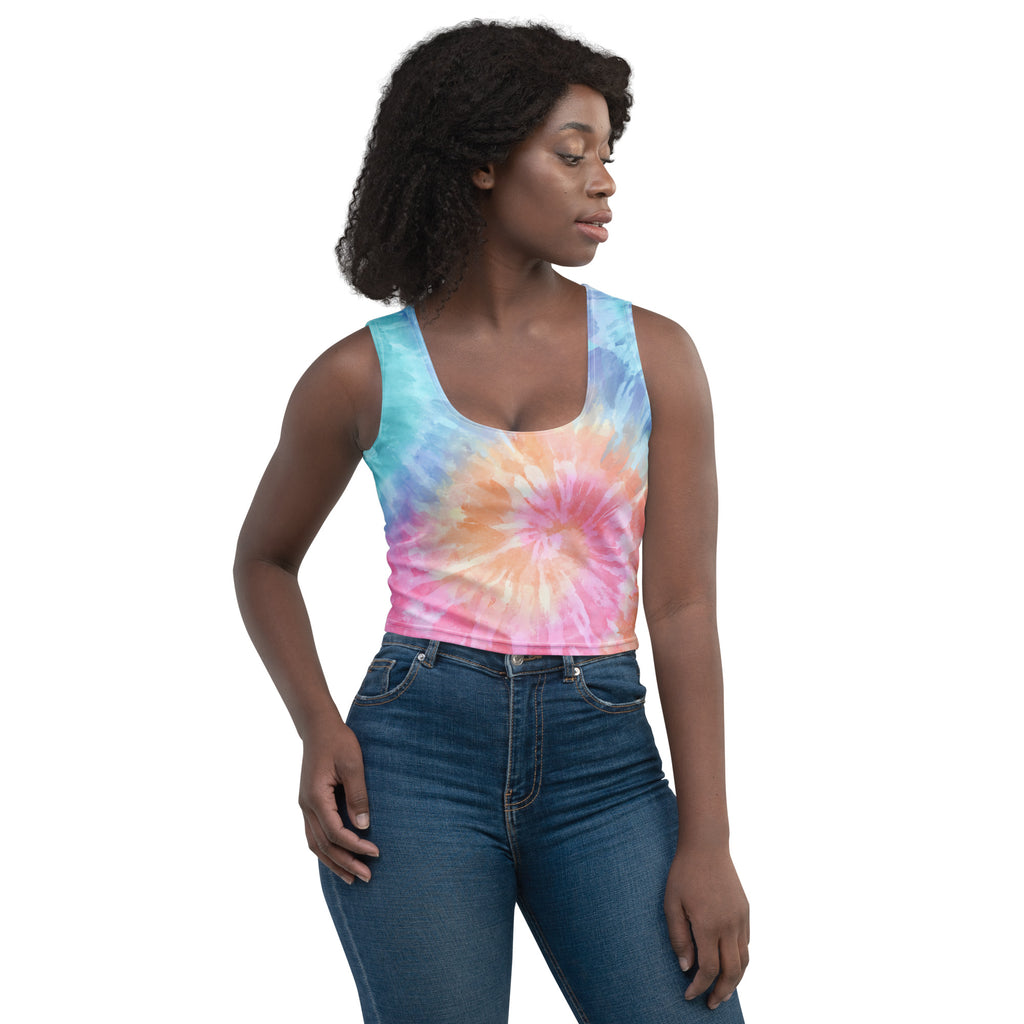 Women's Pastel Watercolor Tie Dye Buttery Soft Crop Top- Quick-Drying UPF 50+ Stretch Top