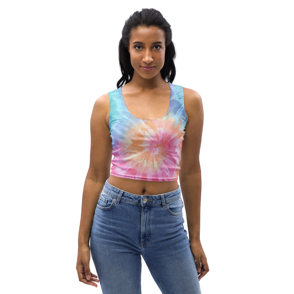 Women's Pastel Watercolor Tie Dye Buttery Soft Crop Top- Quick-Drying UPF 50+ Stretch Top