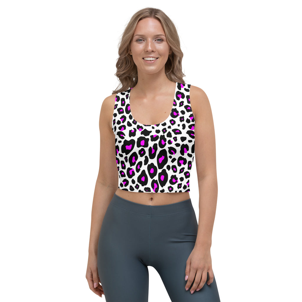 Women's Purple Leopard Buttery Soft Crop Top- Quick-Drying UPF 50+ Stretch Top