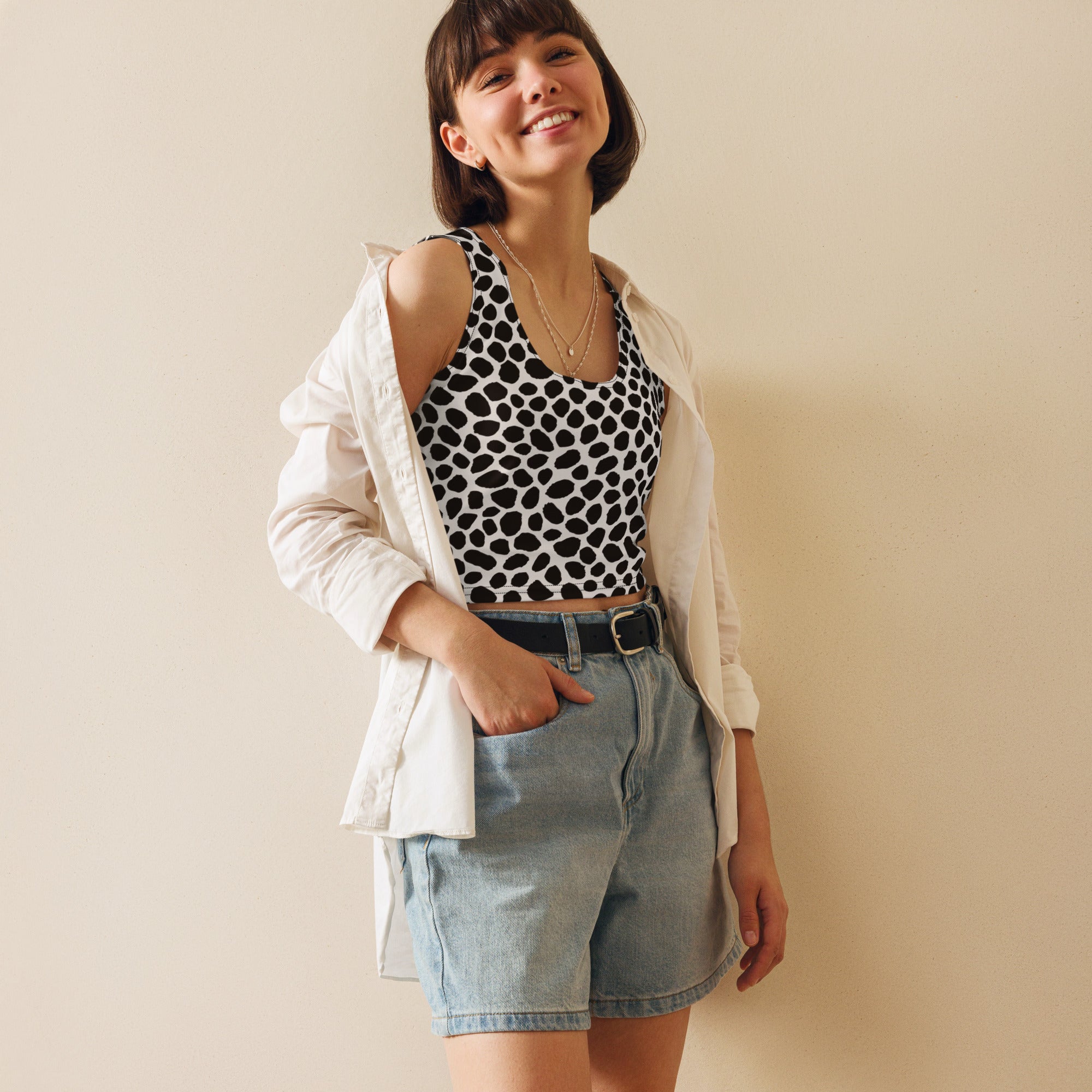 Women's Animal Print Buttery Soft Crop Top- Quick-Drying UPF 50+ Stretch Top