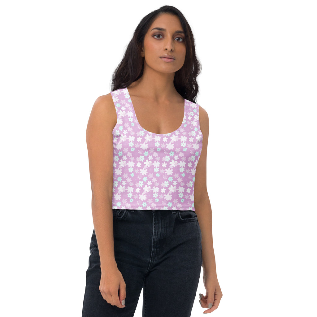 Women's Lavender Daisy Buttery Soft Crop Top- Quick-Drying UPF 50+ Stretch Top