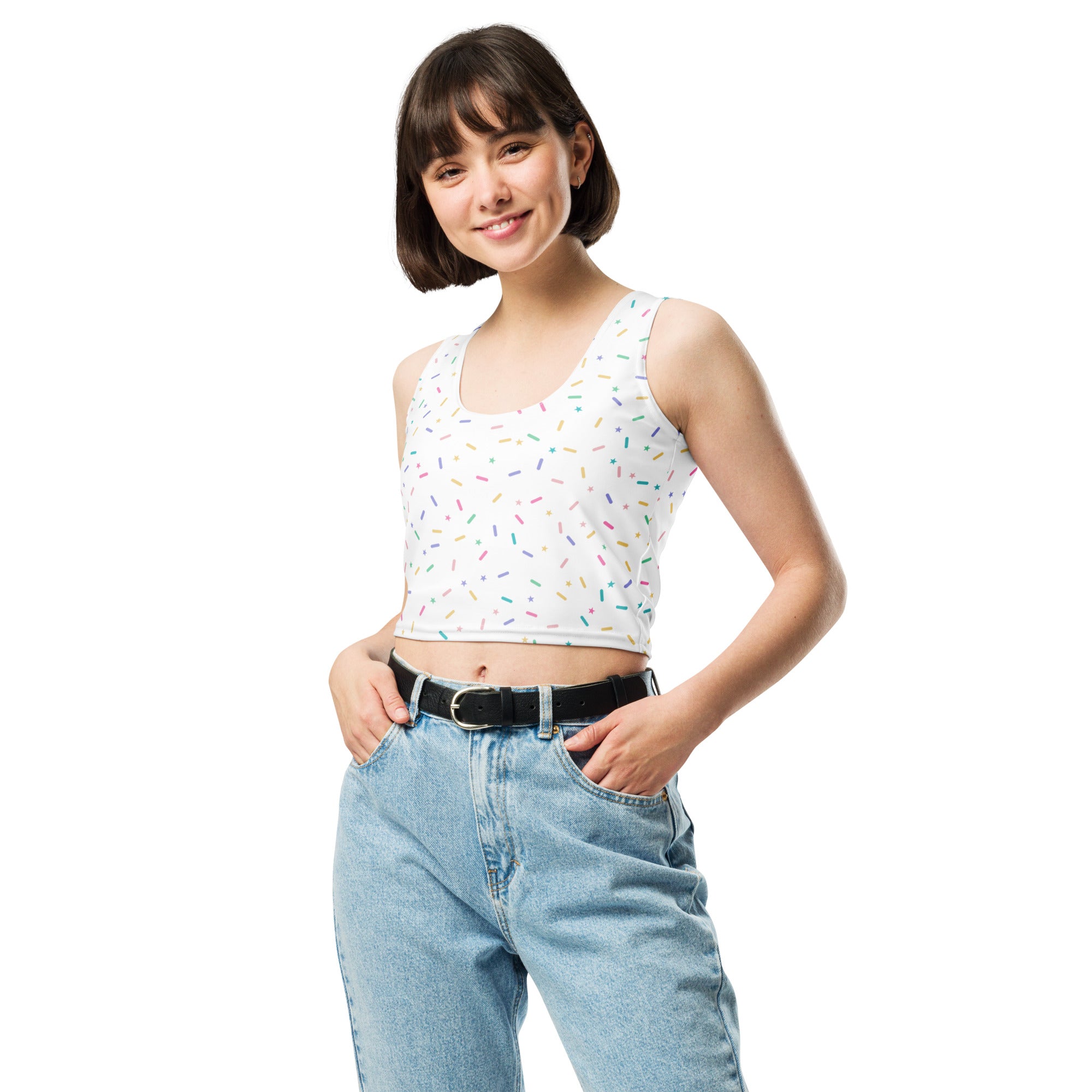 Women's Sprinkle Star Buttery Soft Crop Top- Quick-Drying UPF 50+ Stretch Top