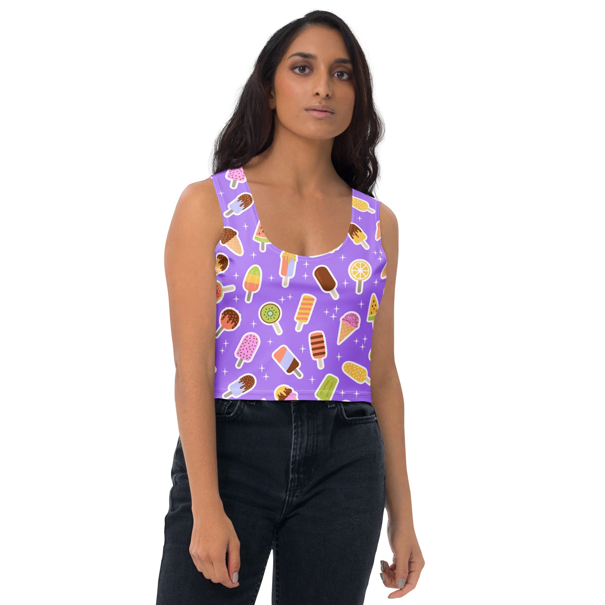 Women's Purple Popsicle Buttery Soft Crop Top- Quick-Drying UPF 50+ Stretch Top