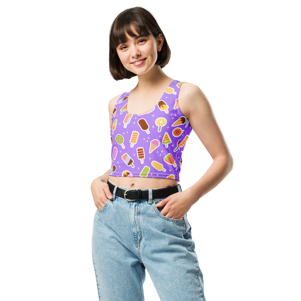 Women's Purple Popsicle Buttery Soft Crop Top- Quick-Drying UPF 50+ Stretch Top