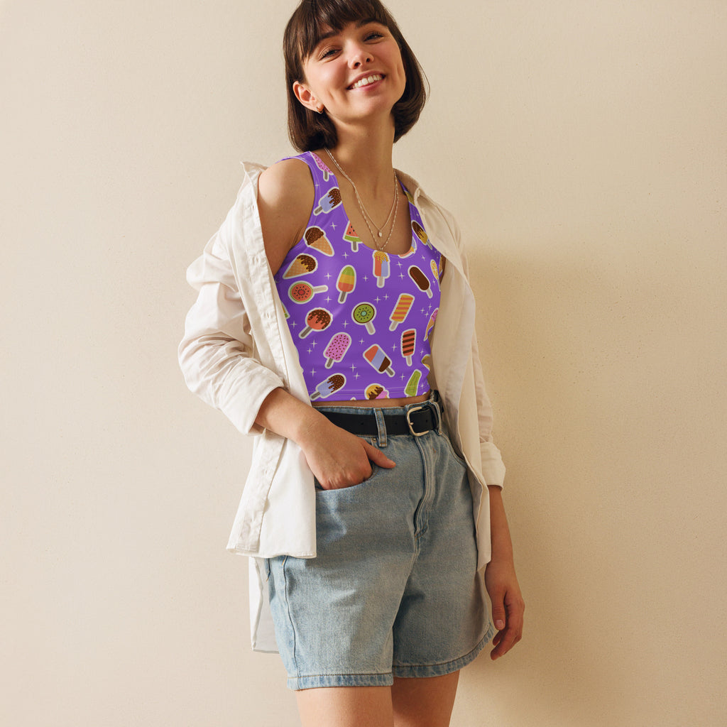 Women's Purple Popsicle Buttery Soft Crop Top- Quick-Drying UPF 50+ Stretch Top
