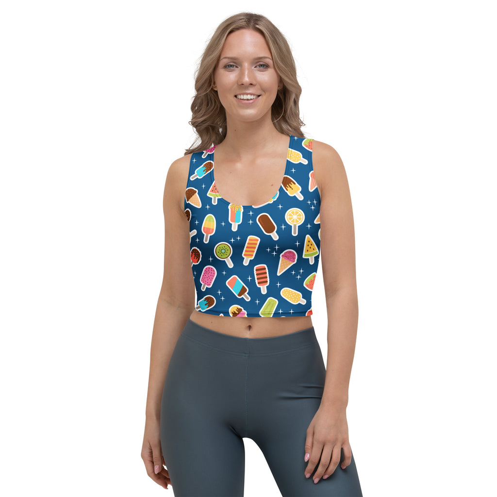 Women's Dark Blue Buttery Soft Crop Top- Quick-Drying UPF 50+ Stretch Top