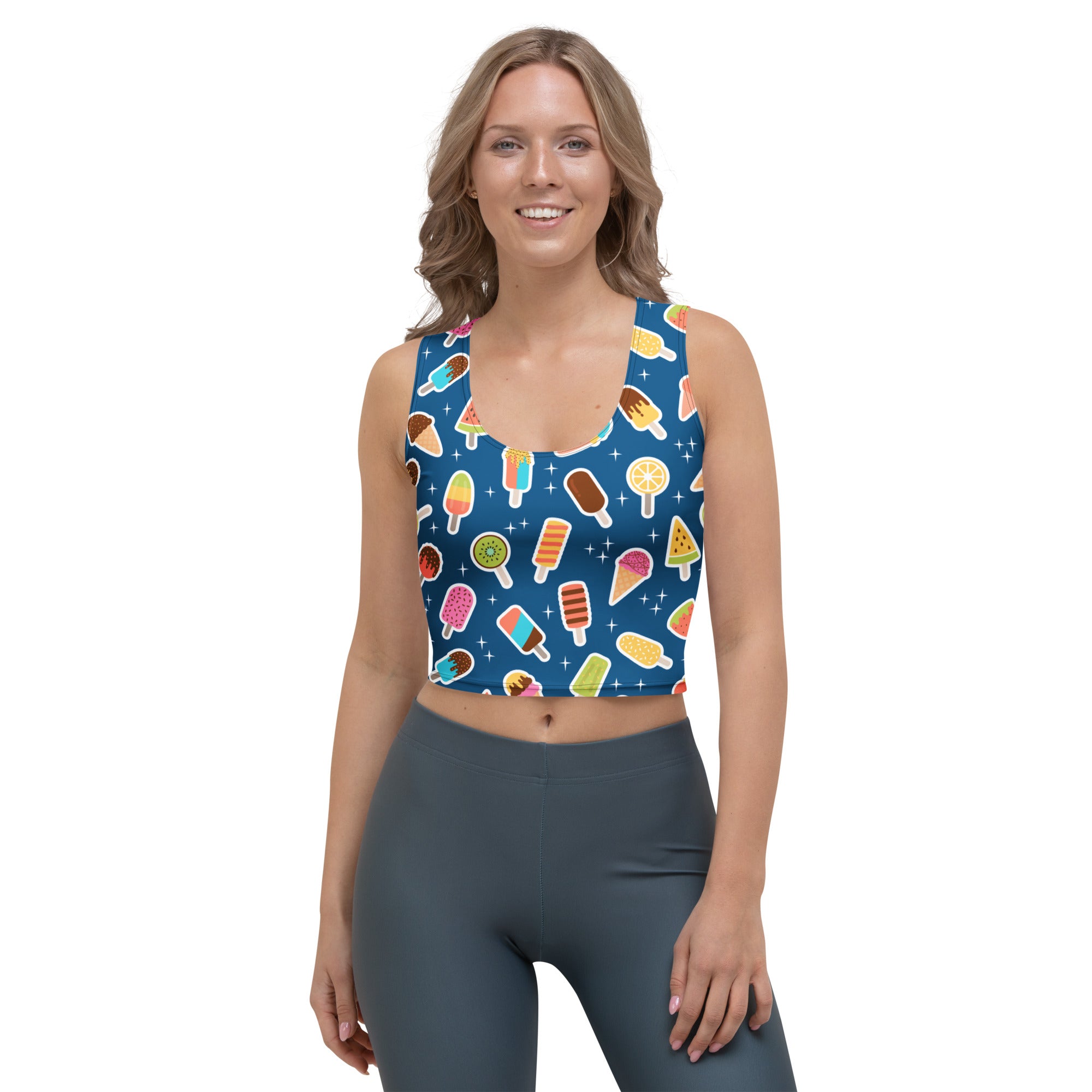 Women's Dark Blue Buttery Soft Crop Top- Quick-Drying UPF 50+ Stretch Top