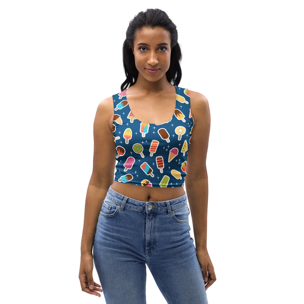 Women's Dark Blue Buttery Soft Crop Top- Quick-Drying UPF 50+ Stretch Top