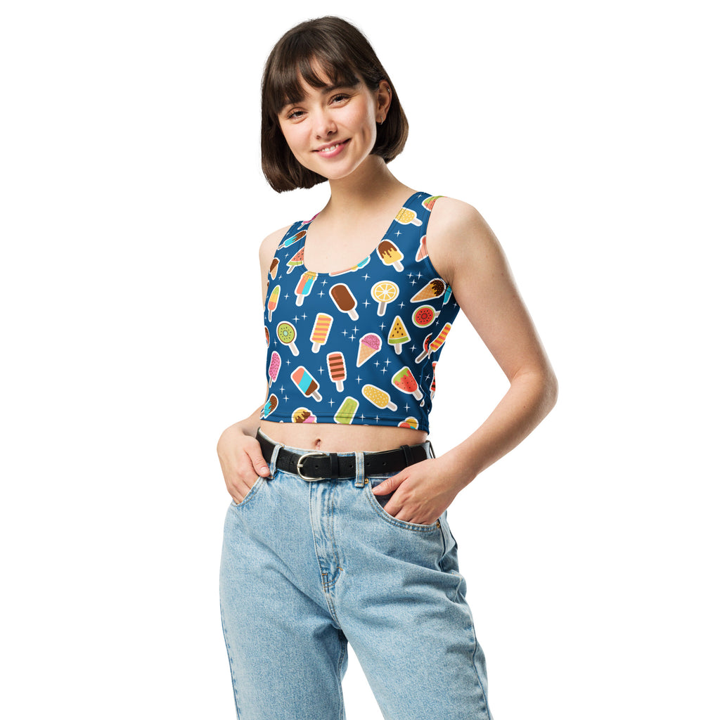 Women's Dark Blue Buttery Soft Crop Top- Quick-Drying UPF 50+ Stretch Top