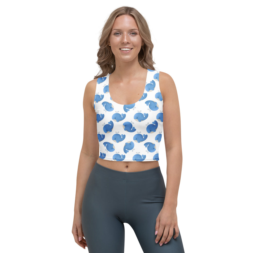 Women's Blue Whale Buttery Soft Crop Top- Quick-Drying UPF 50+ Stretch Top
