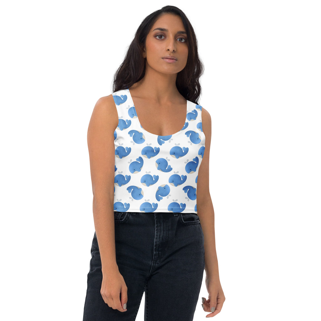 Women's Blue Whale Buttery Soft Crop Top- Quick-Drying UPF 50+ Stretch Top