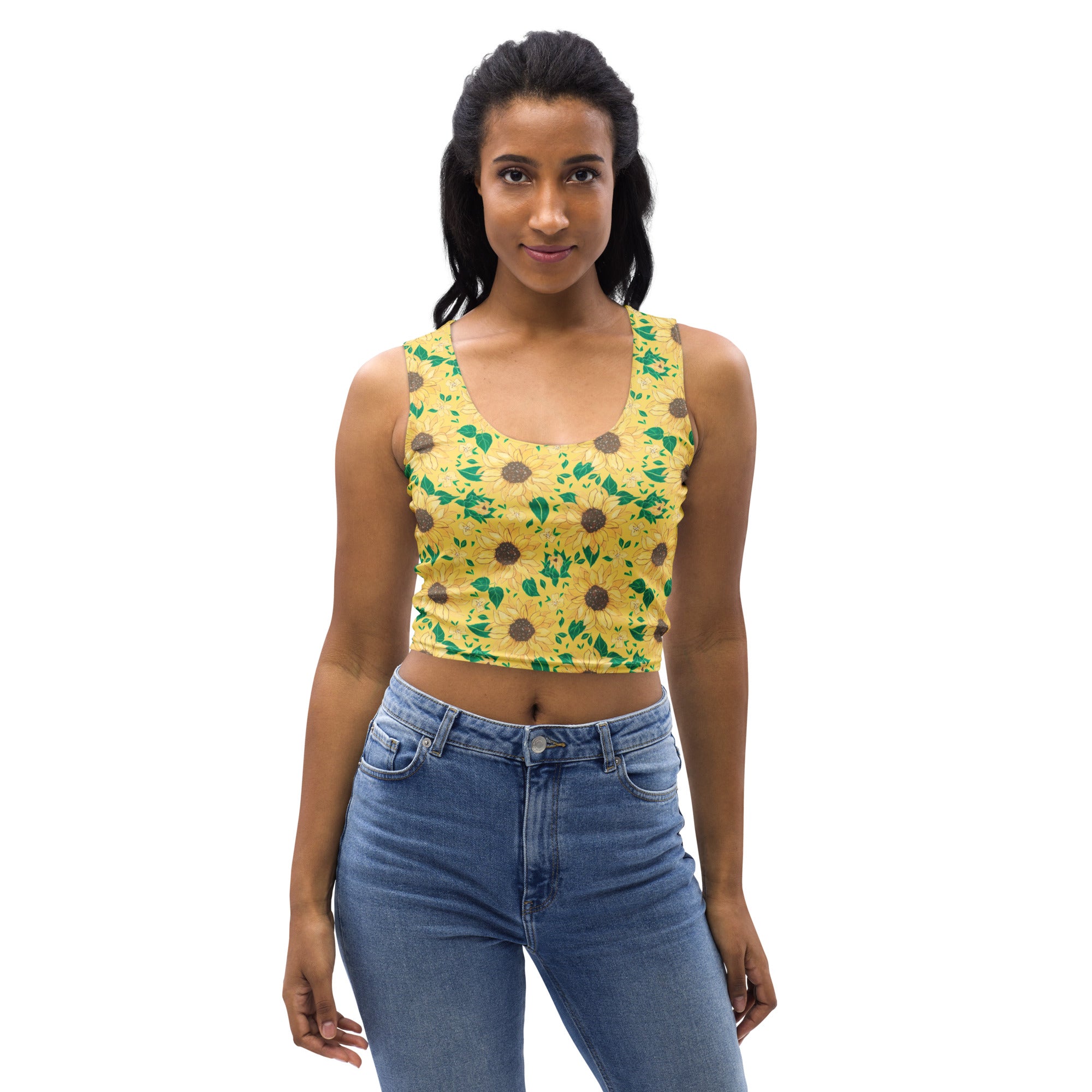Women's Sunflower Buttery Soft Crop Top- Quick-Drying UPF 50+ Stretch Top
