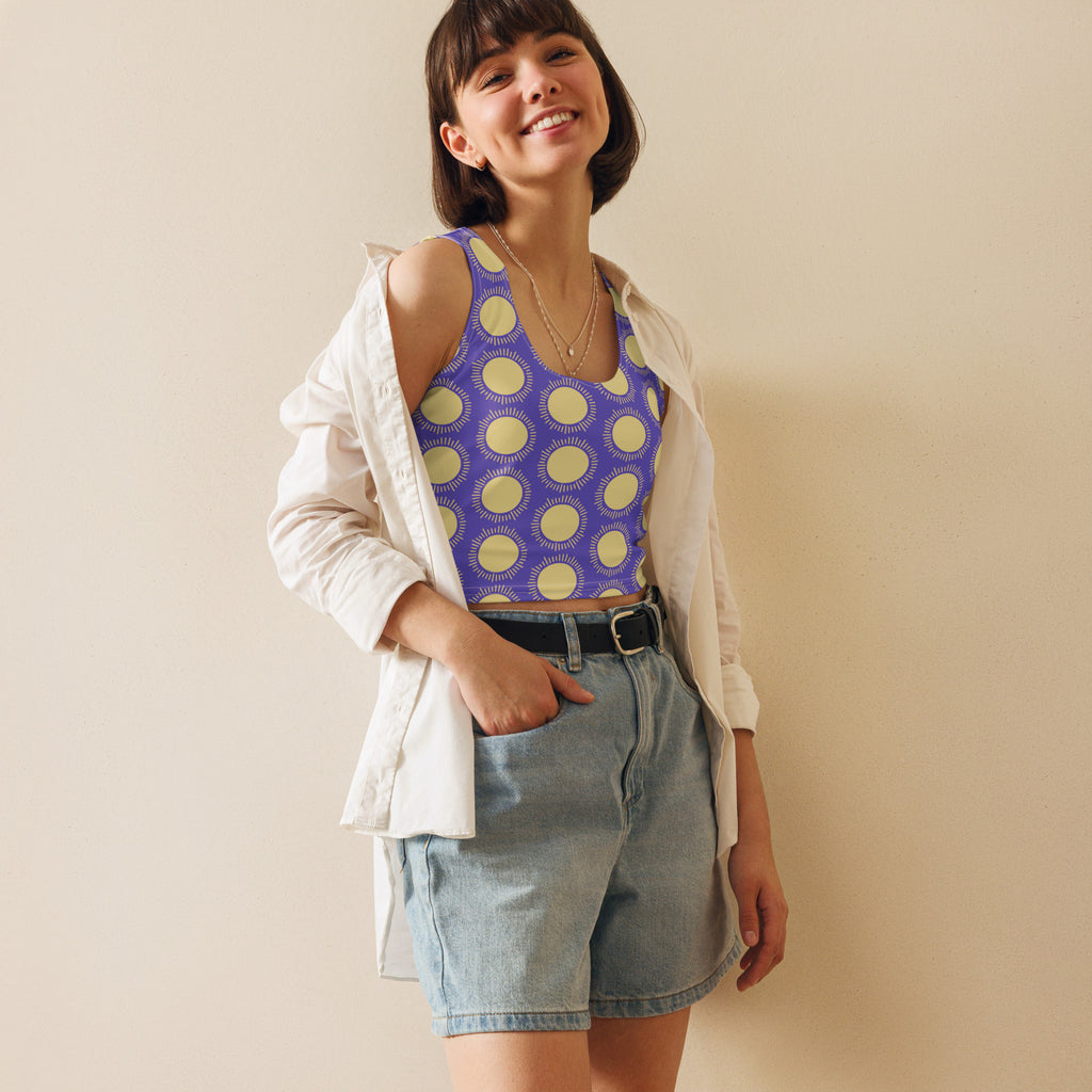 Women's Purple Sun Buttery Soft Crop Top- Quick-Drying UPF 50+ Stretch Top