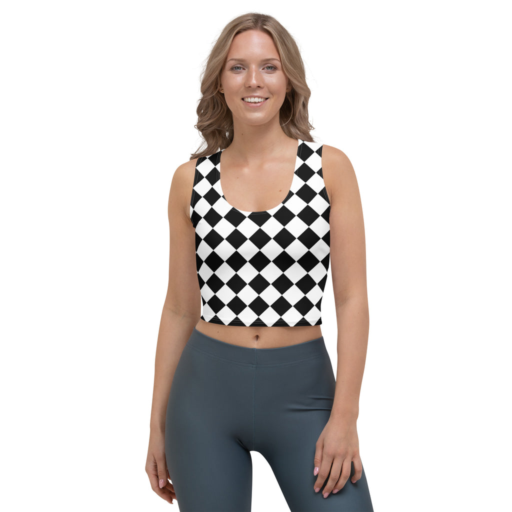 Women's Checkered Buttery Soft Crop Top- Quick-Drying UPF 50+ Stretch Top