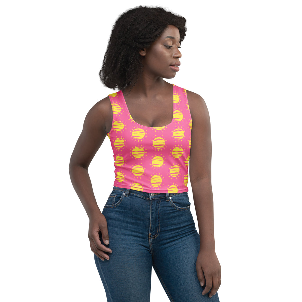 Women's Hot Pink Sun Buttery Soft Crop Top- Quick-Drying UPF 50+ Stretch Top