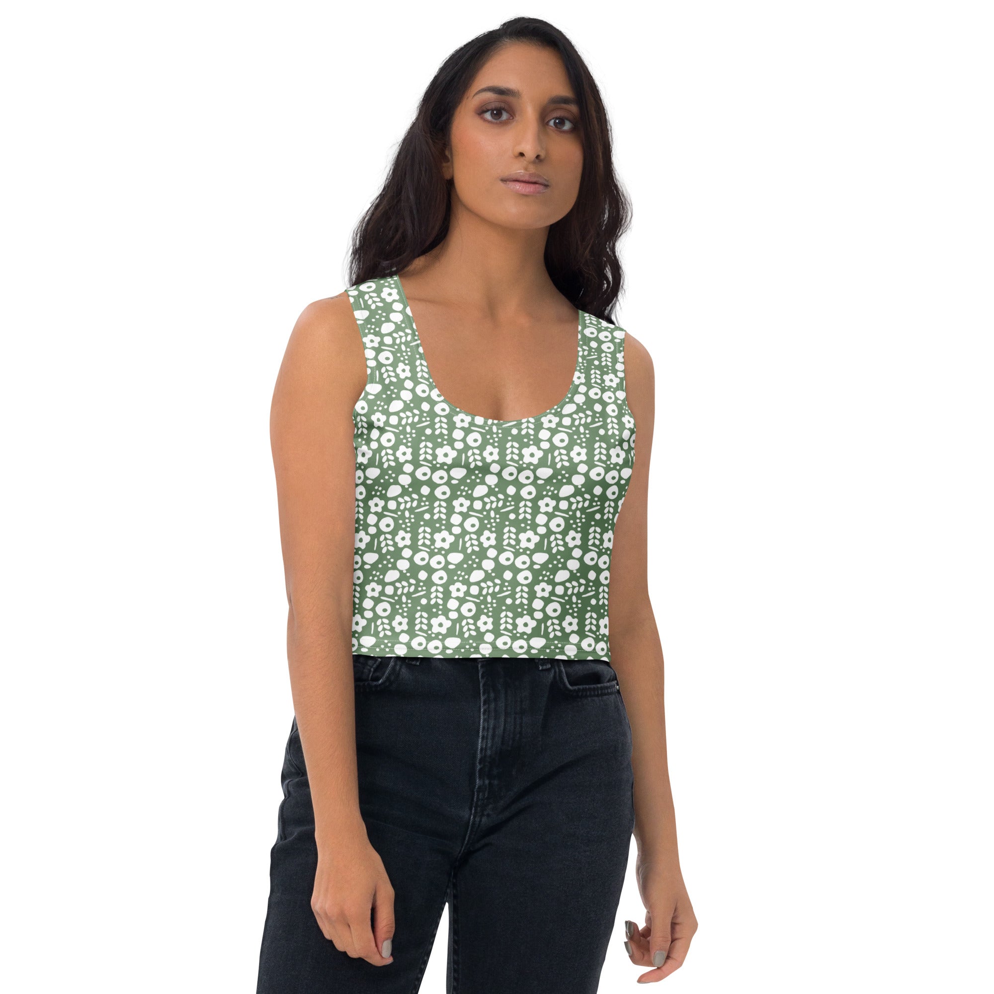 Women's Sage Green Buttery Soft Crop Top- Quick-Drying UPF 50+ Stretch Top
