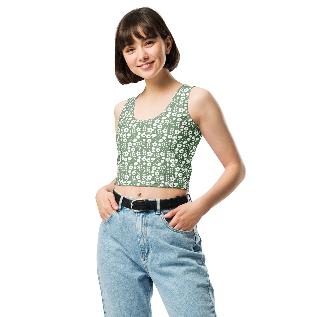 Women's Sage Green Buttery Soft Crop Top- Quick-Drying UPF 50+ Stretch Top