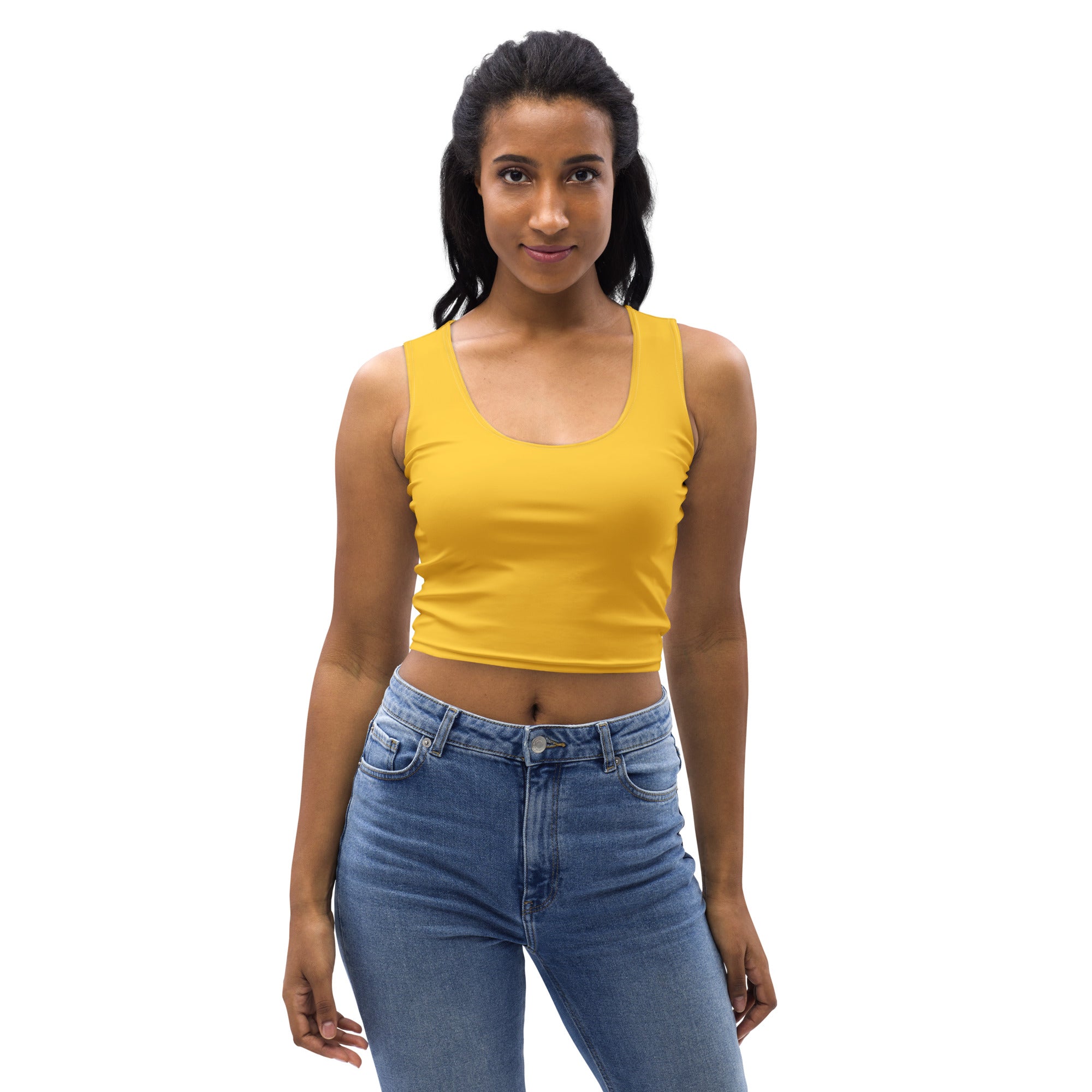 Women's Yellow Buttery Soft Crop Top- Quick-Drying UPF 50+ Stretch Top