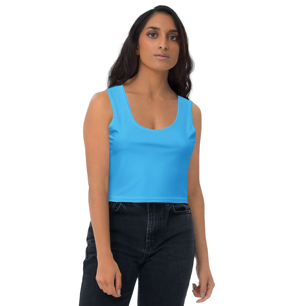 Women's Light Blue Buttery Soft Crop Top- Quick-Drying UPF 50+ Stretch Top