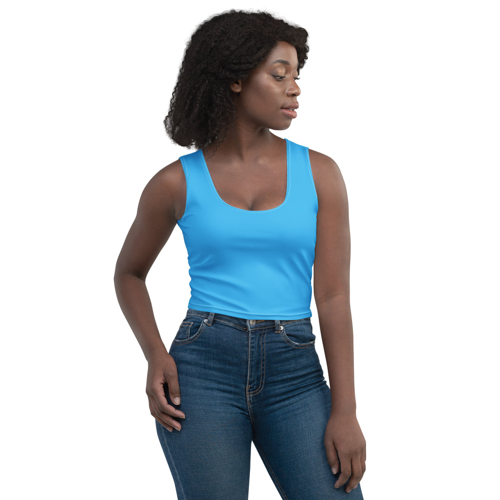 Women's Light Blue Buttery Soft Crop Top- Quick-Drying UPF 50+ Stretch Top