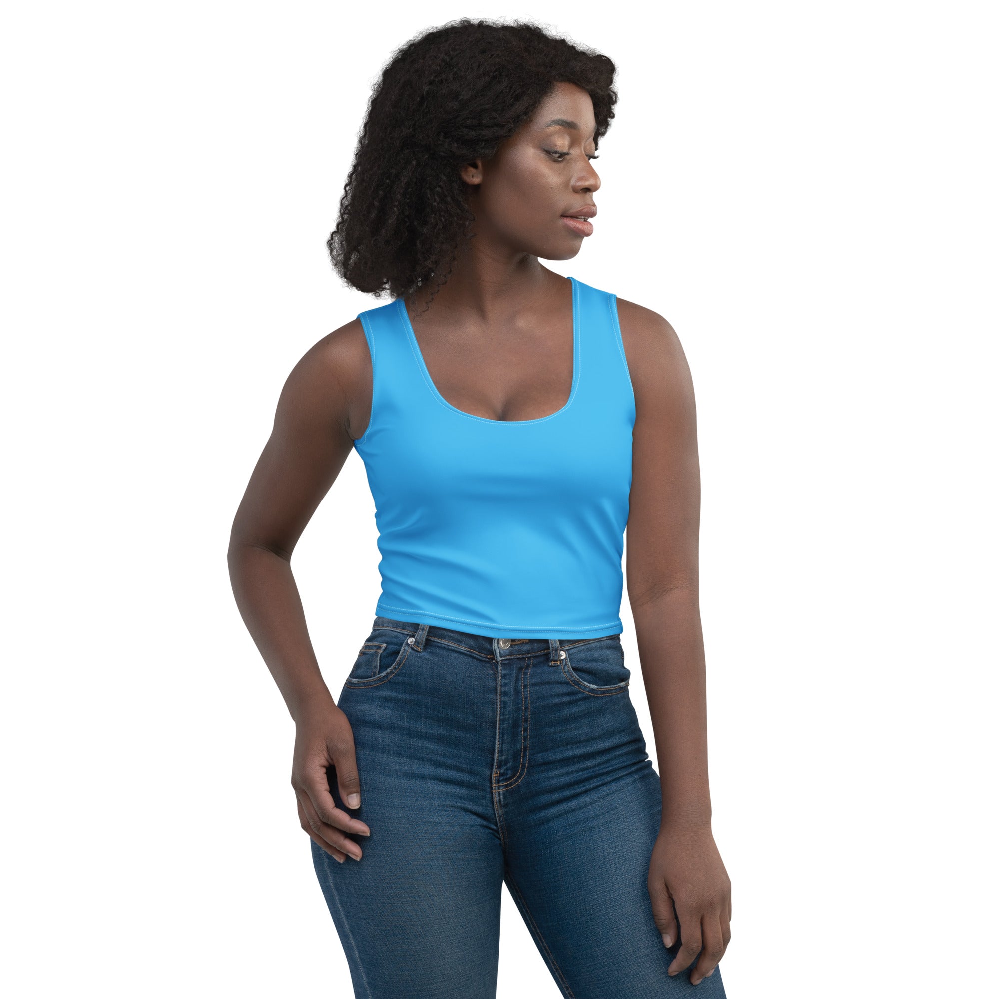 Women's Light Blue Buttery Soft Crop Top- Quick-Drying UPF 50+ Stretch Top