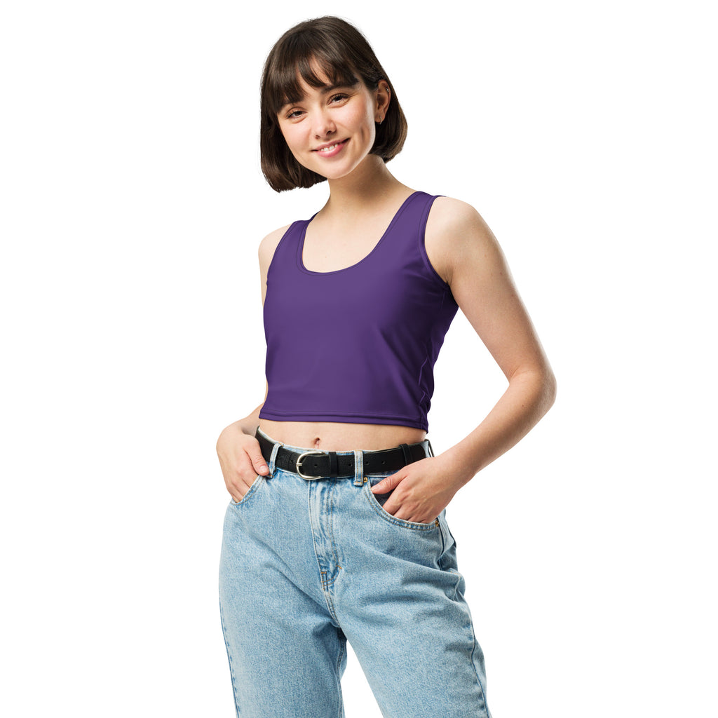 Women's Dark Purple Buttery Soft Crop Top- Quick-Drying UPF 50+ Stretch Top