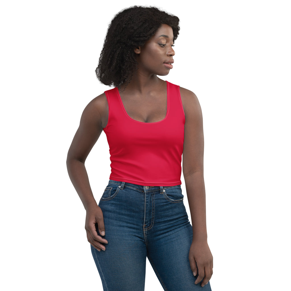 Women's Crimson Red Buttery Soft Crop Top- Quick-Drying UPF 50+ Stretch Top