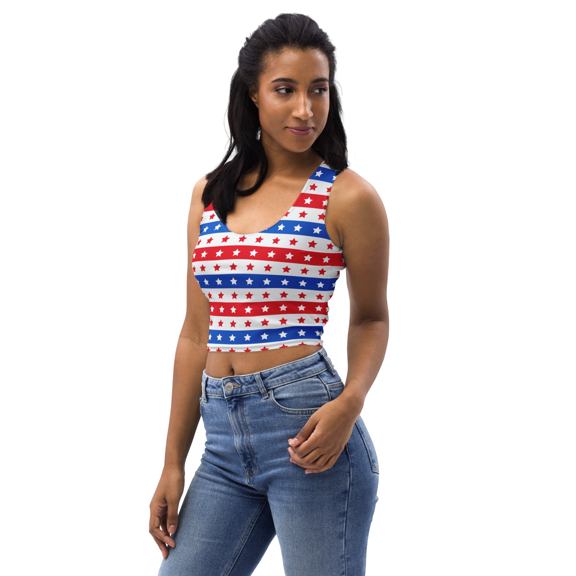 Women's Stars & Stripes Patriotic Buttery Soft Crop Top