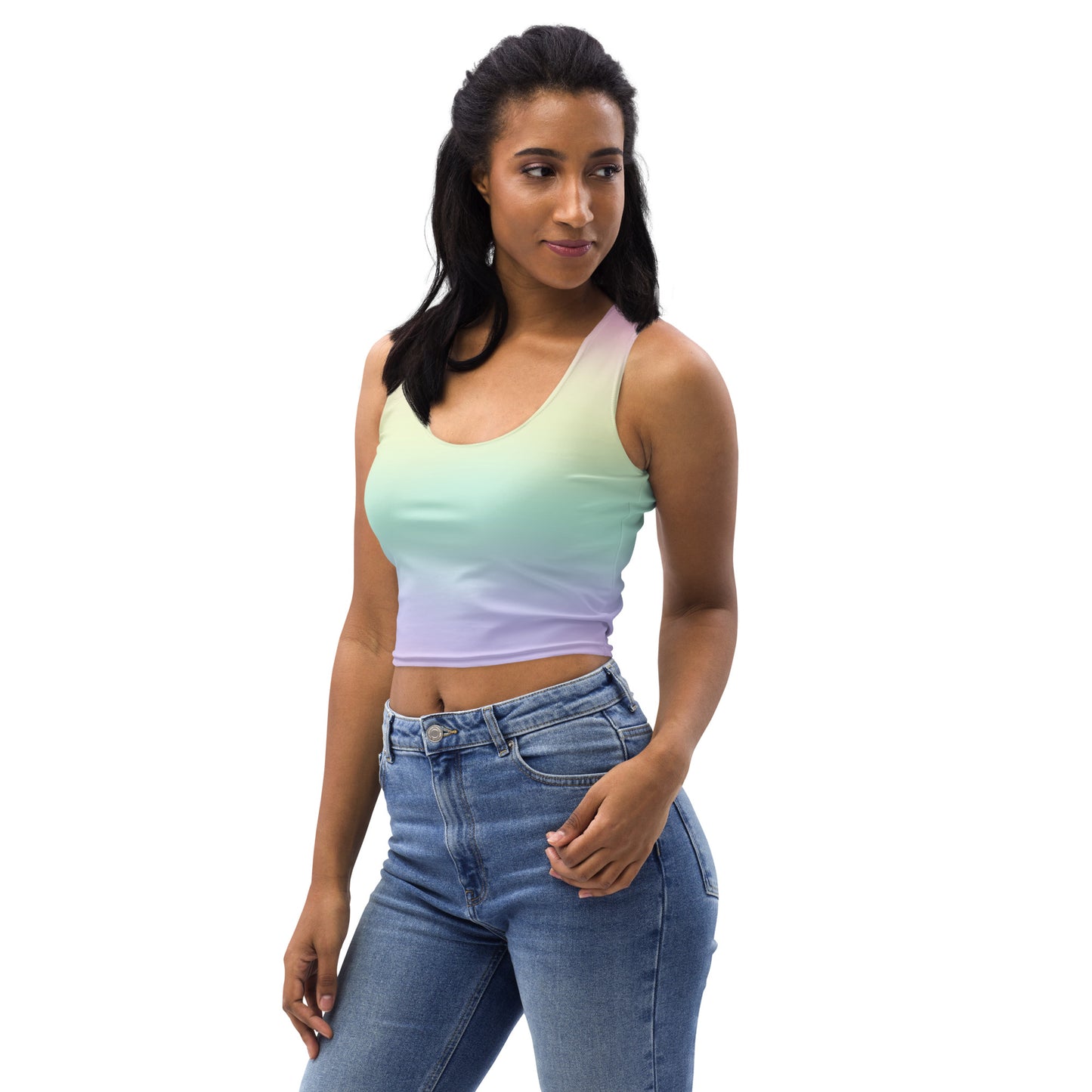 Women's Pastel Rainbow Buttery Soft Crop Top