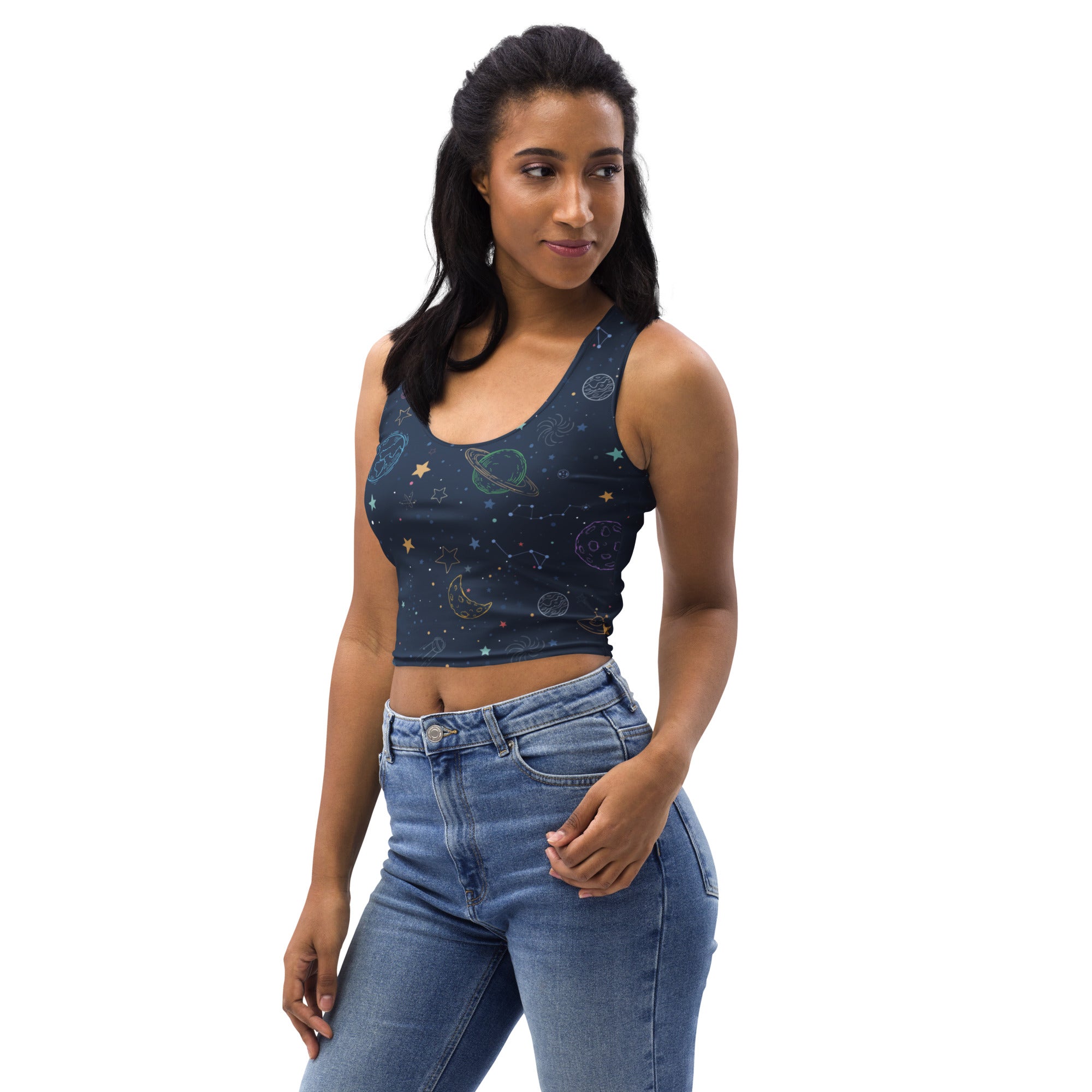 Women's Midnight Space Buttery Soft Crop Top