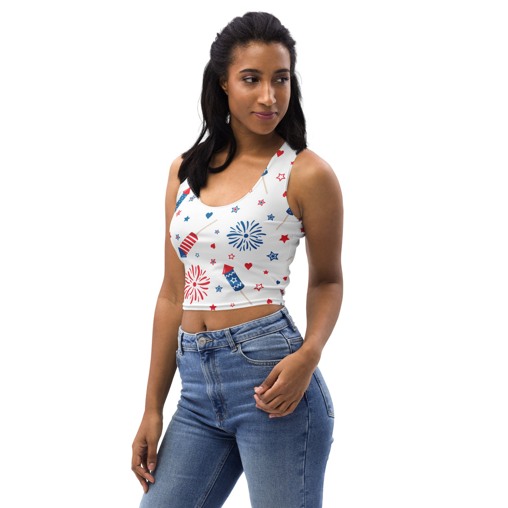 Women's 4th of July Fireworks Buttery Soft Crop Top