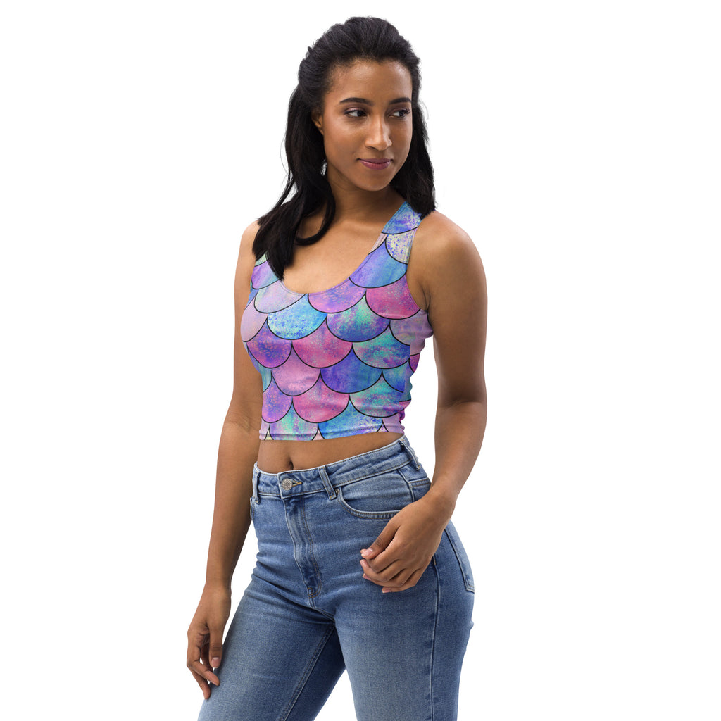 Women's Pastel Mermaid Scales Buttery Soft Crop Top