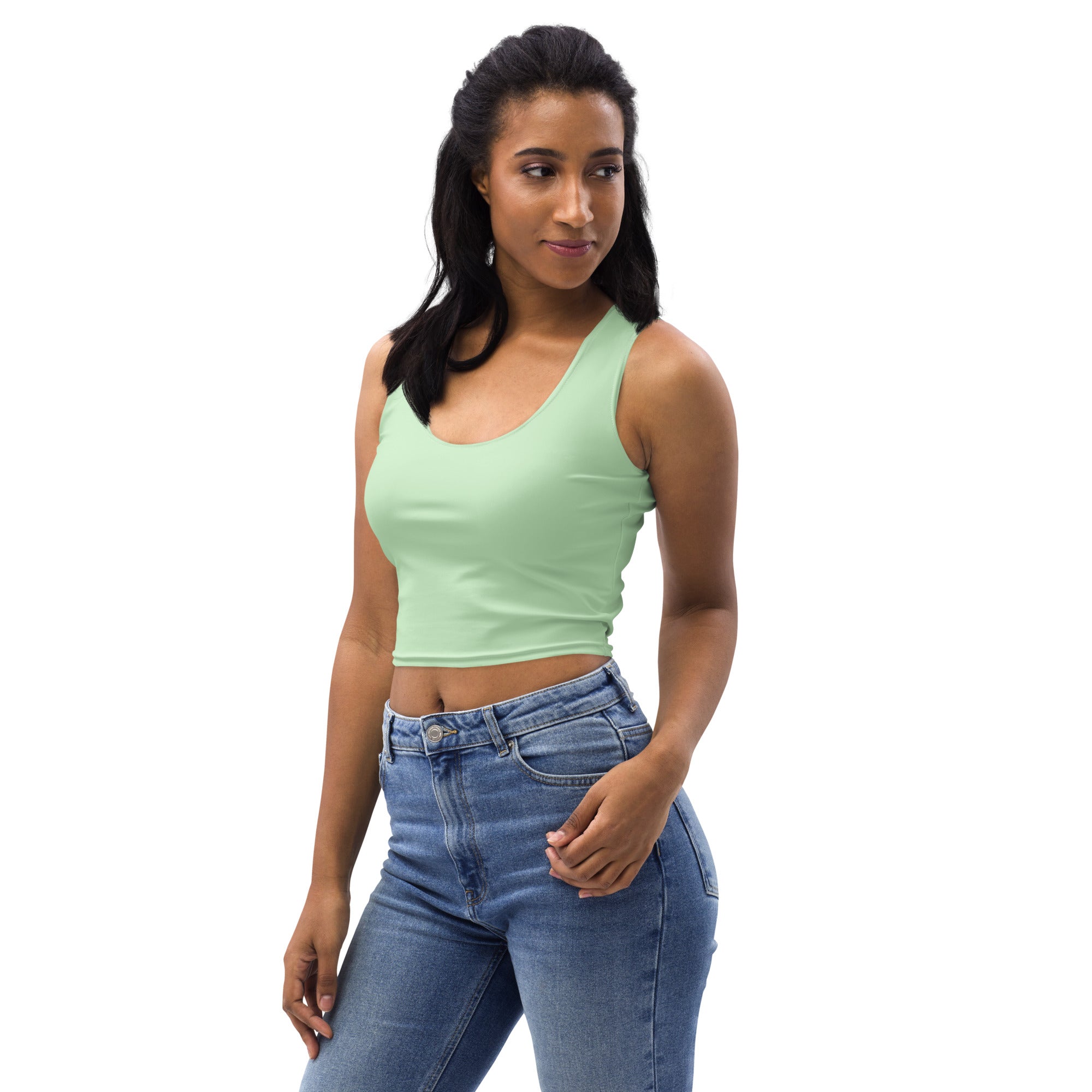 Women's Buttery Soft Mint Green Crop Top