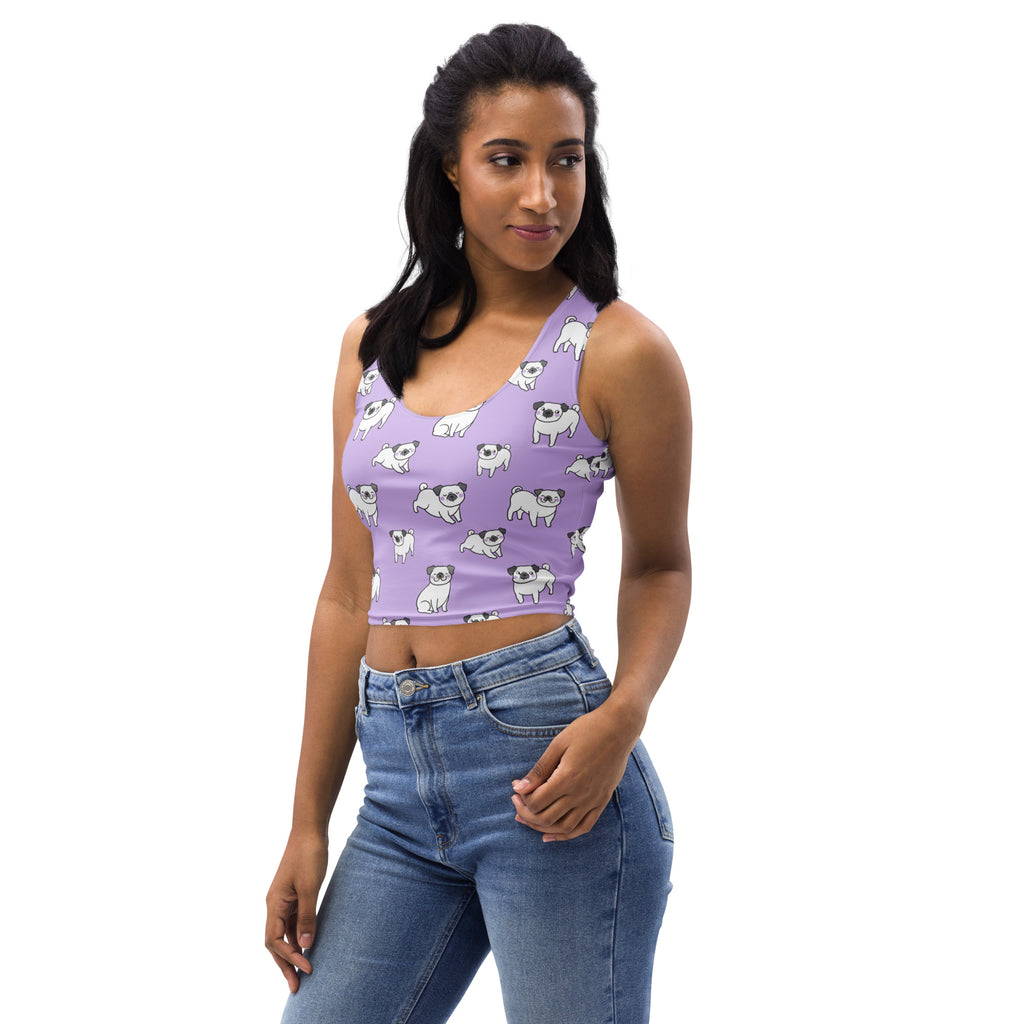 Women's Purple Pug Buttery Soft Crop Top