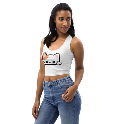 Women's Peeking Cat Buttery Soft Crop Top