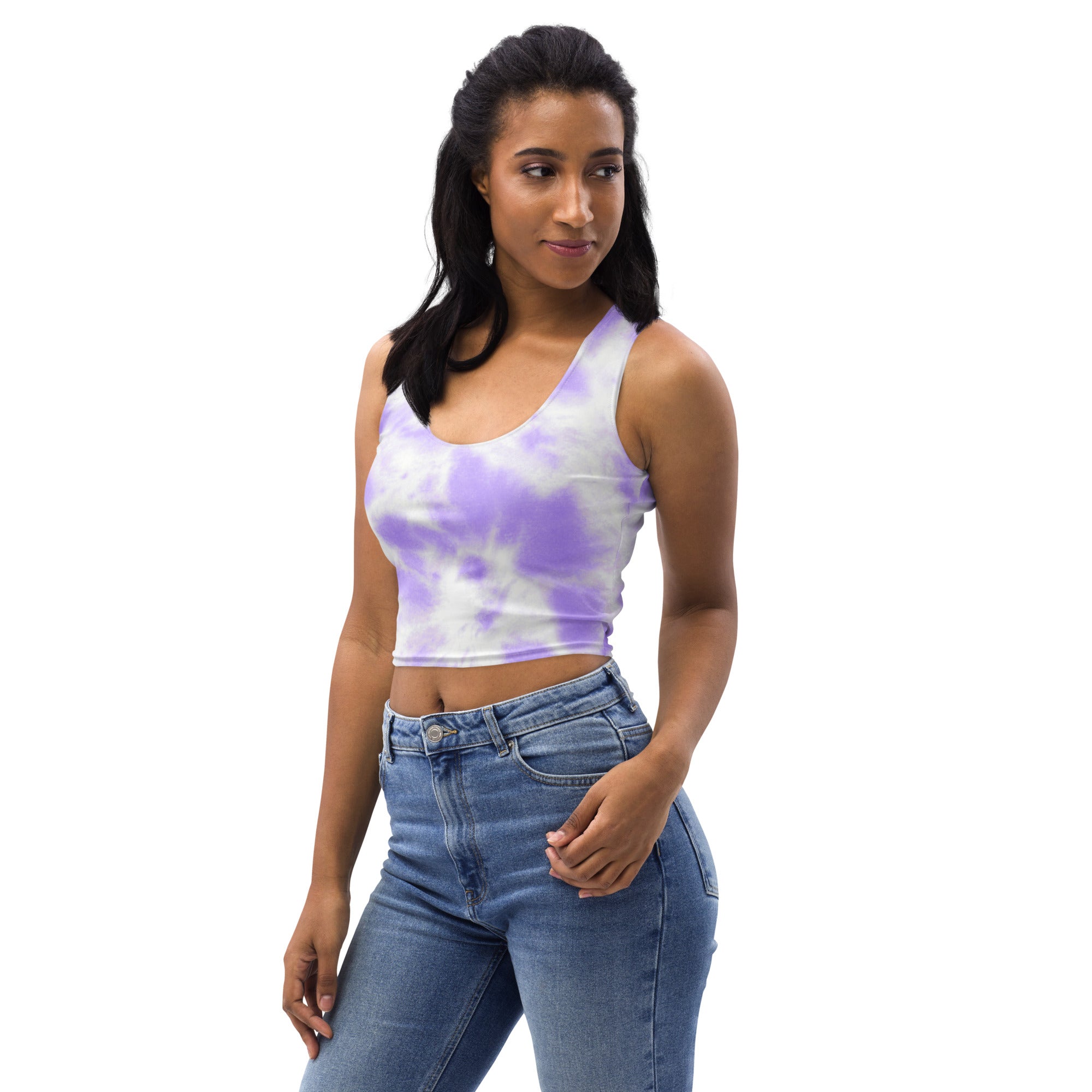 Women's Purple Tie Dye Buttery Soft Crop Top