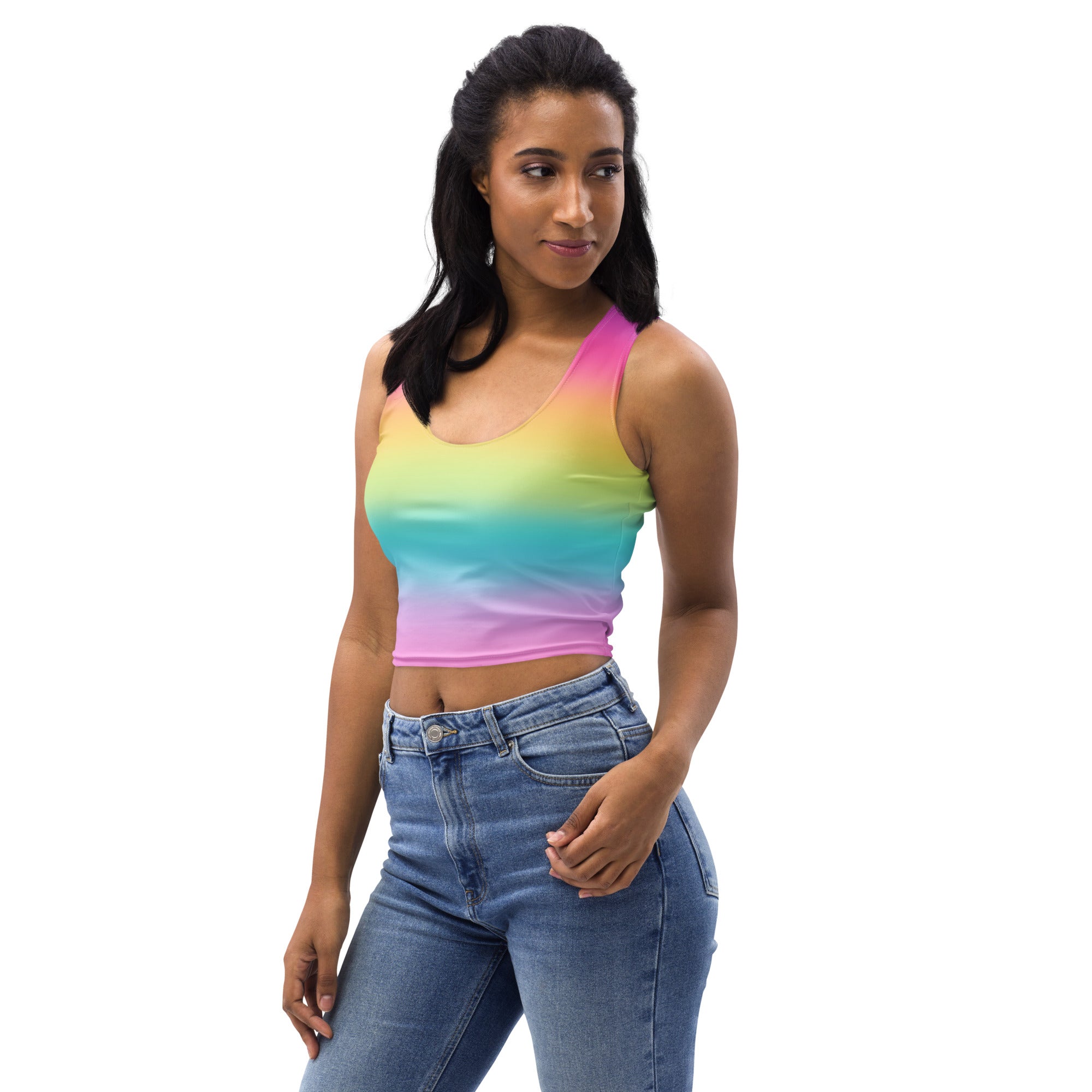 Women's Bright Rainbow Buttery Soft Crop Top
