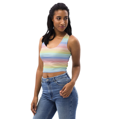 Women's Striped Pastel Rainbow Buttery Soft Crop Top