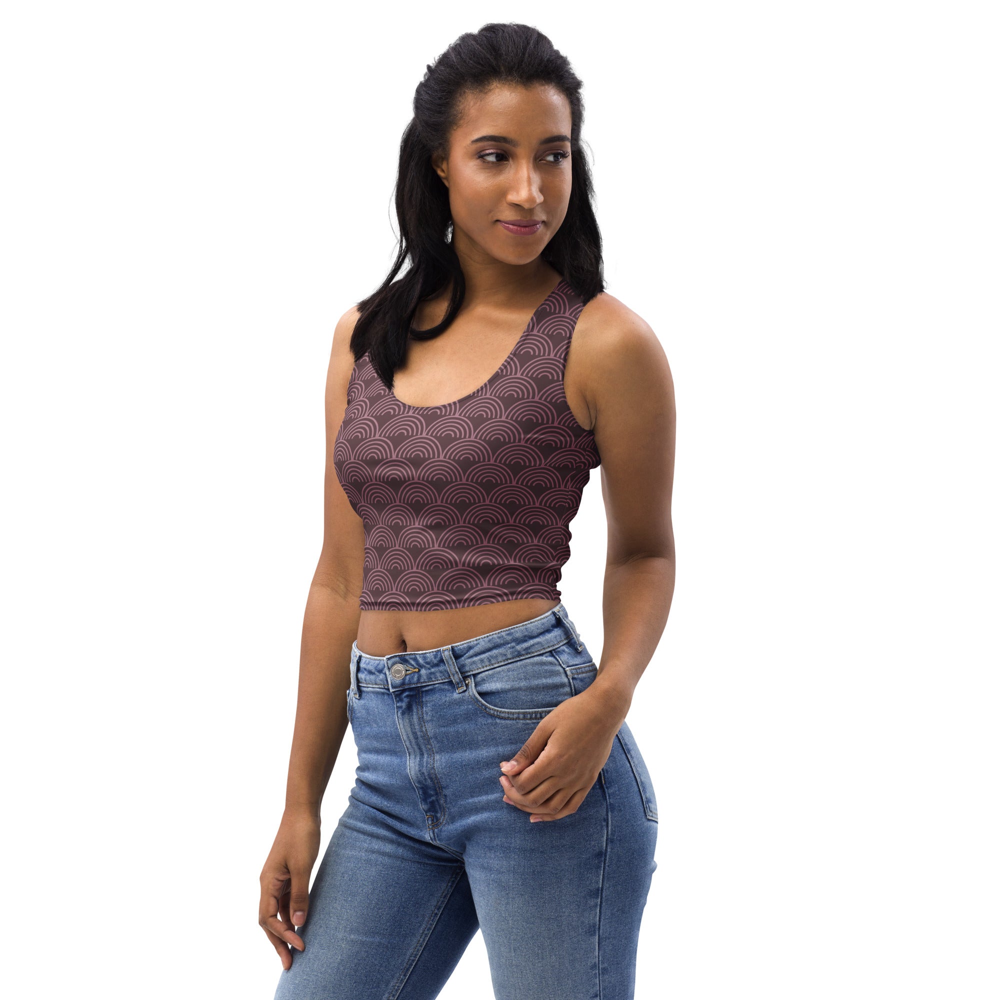 Women's Burgundy Rainbow Buttery Soft Crop Top