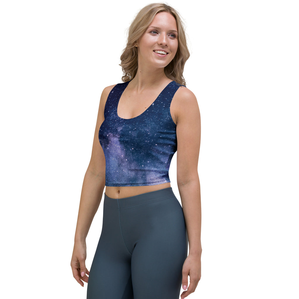 Women's Realistic Galaxy Buttery Soft Crop Top- Quick-Drying UPF 50+ Stretch Top