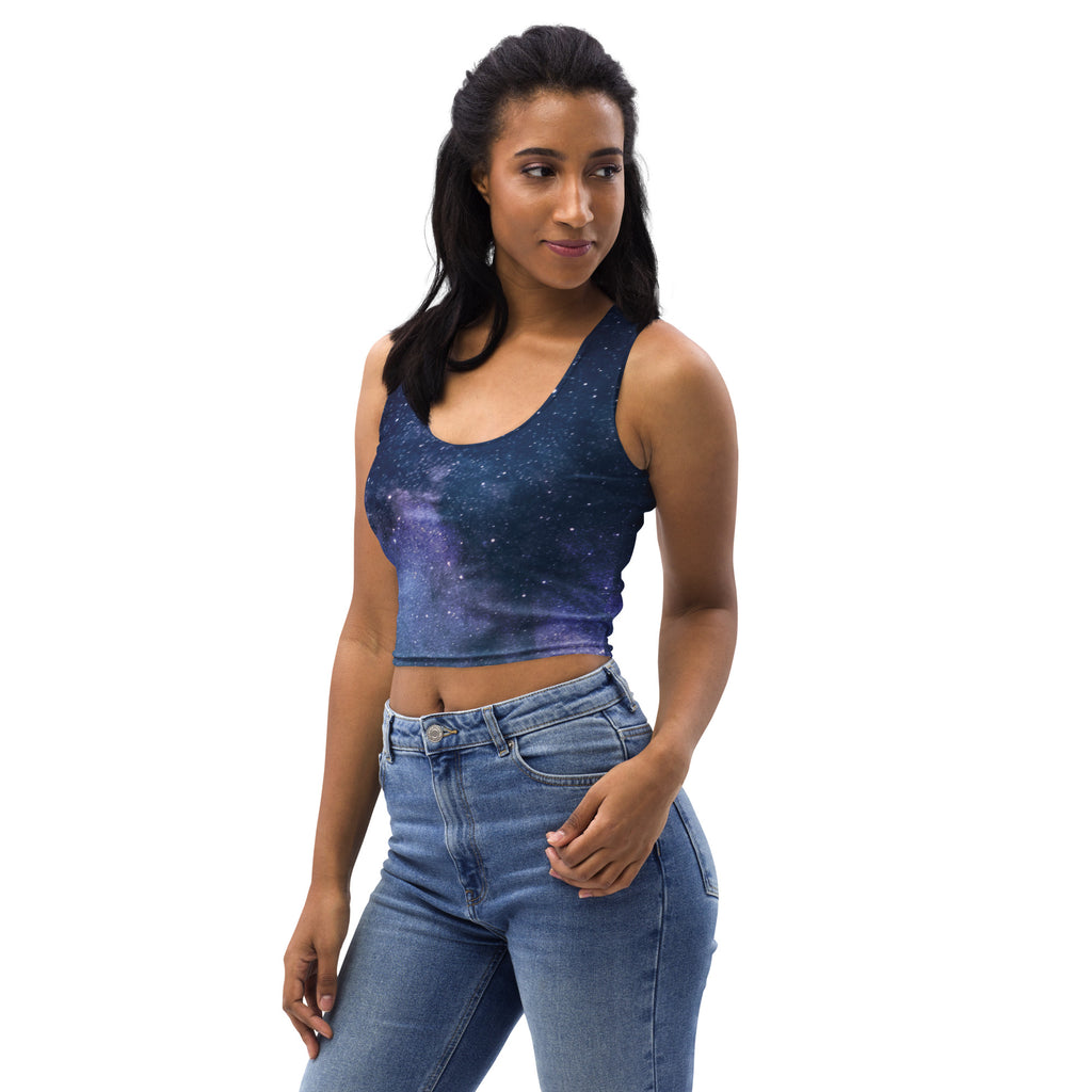 Women's Realistic Galaxy Buttery Soft Crop Top- Quick-Drying UPF 50+ Stretch Top