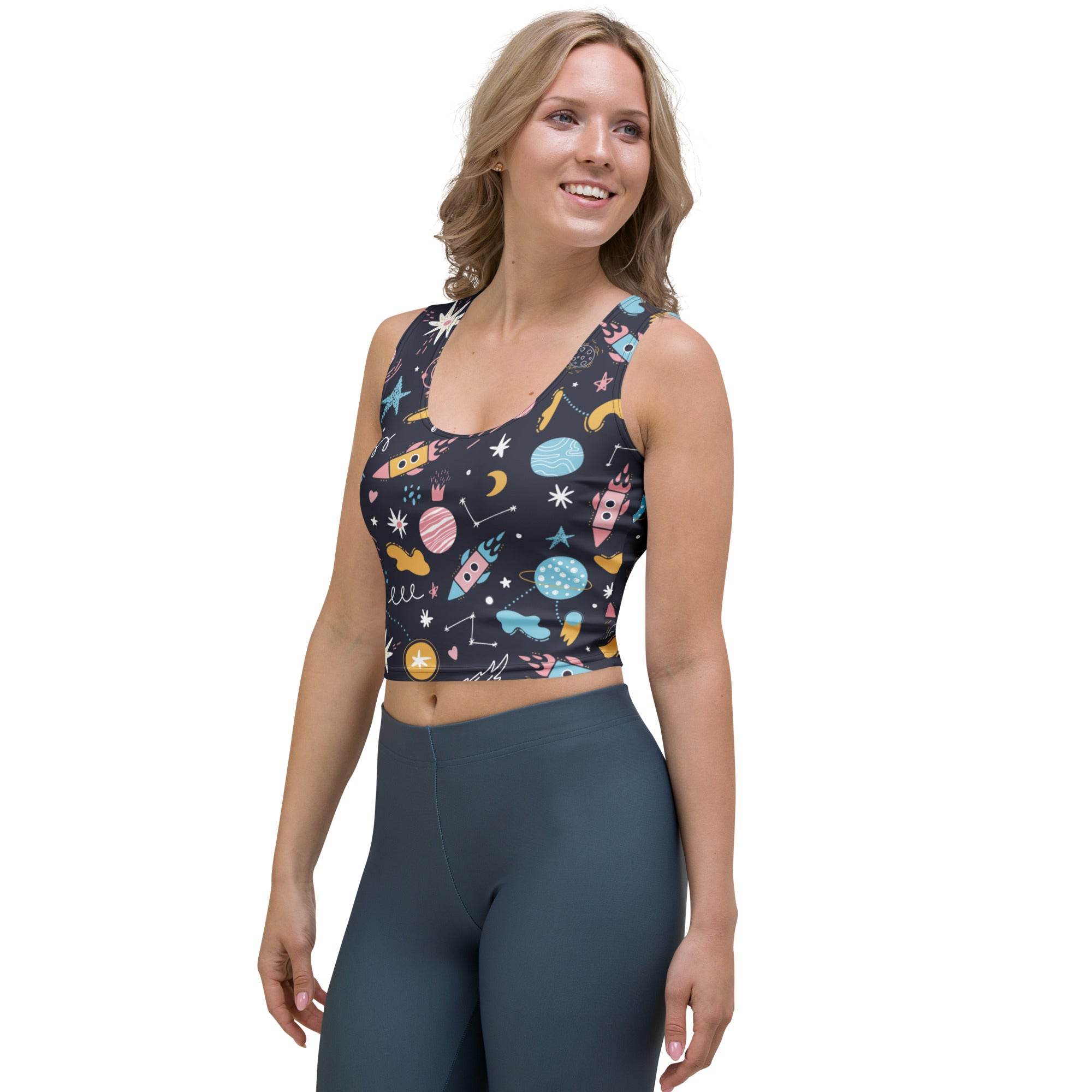 Women's Outer Space Buttery Soft Crop Top- Quick-Drying UPF 50+ Stretch Top