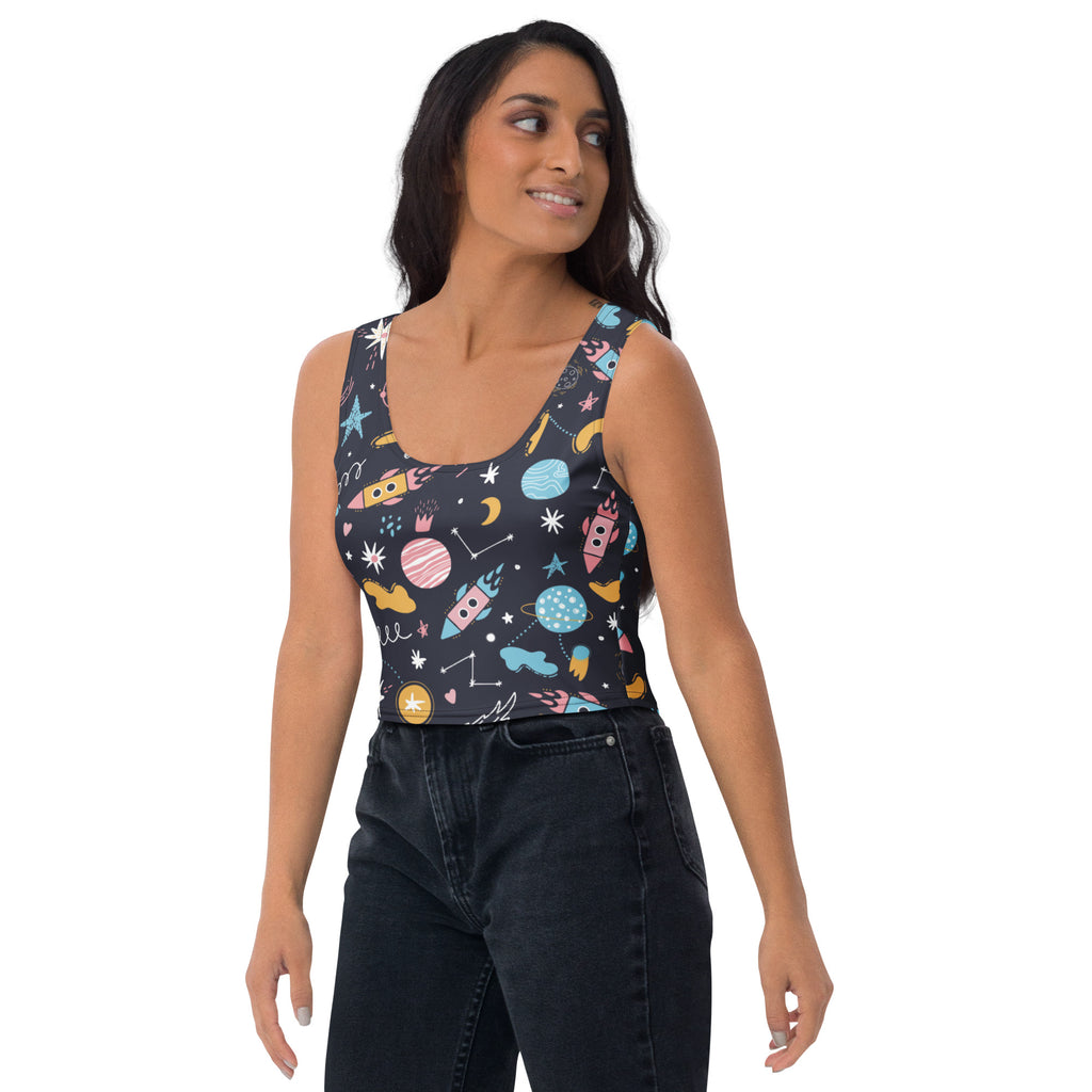 Women's Outer Space Buttery Soft Crop Top- Quick-Drying UPF 50+ Stretch Top