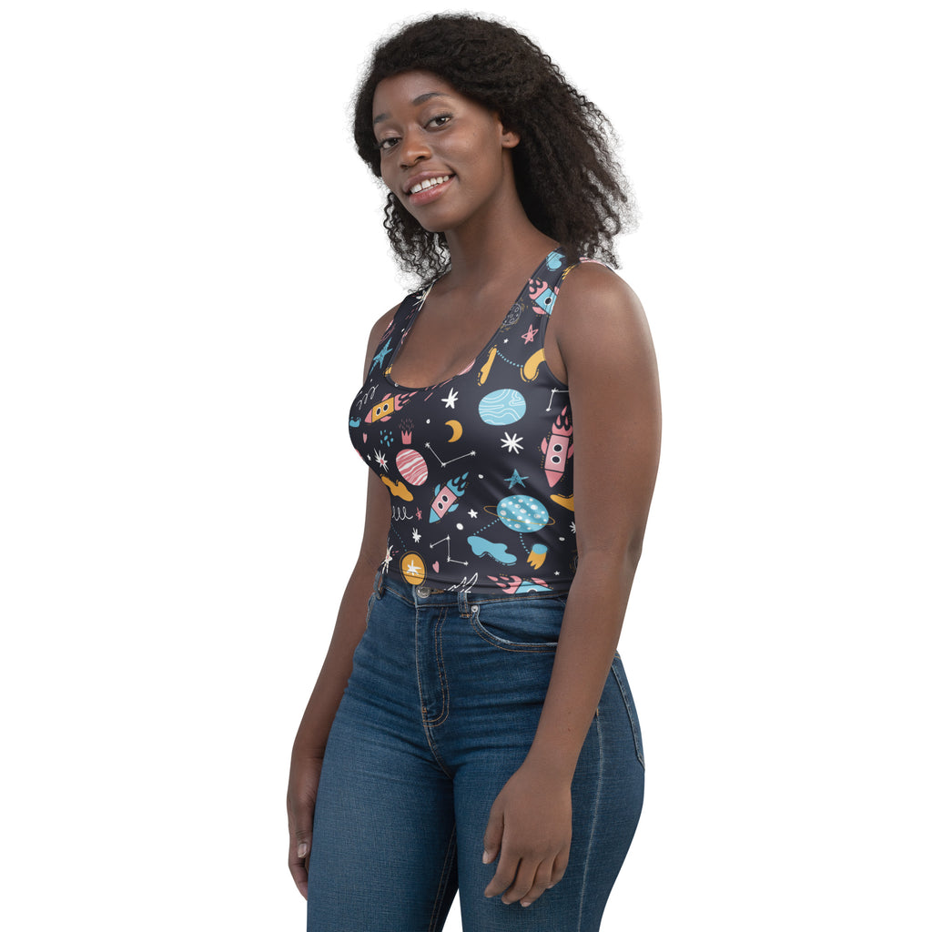 Women's Outer Space Buttery Soft Crop Top- Quick-Drying UPF 50+ Stretch Top