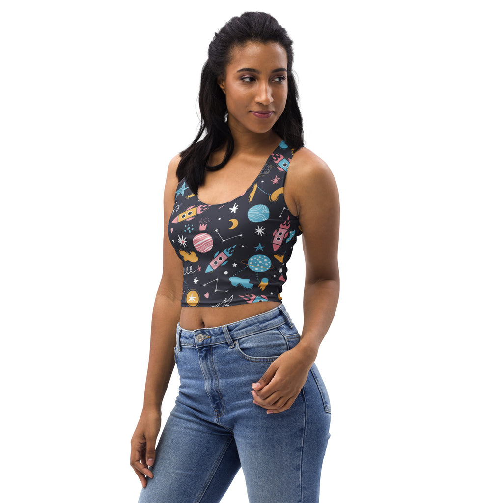 Women's Outer Space Buttery Soft Crop Top- Quick-Drying UPF 50+ Stretch Top